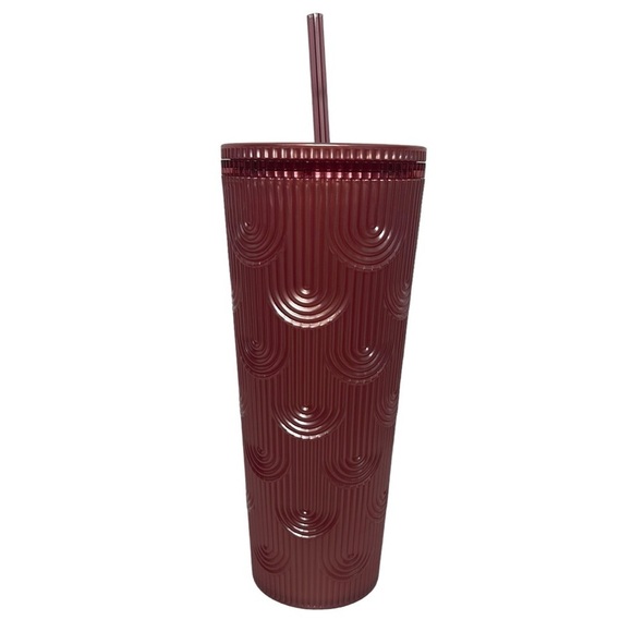 Starbucks Dusty Rose Pink Shimmer Shell Mermaid Scales Cold Cup Tumbler 24 oz - Picture 8 of 15